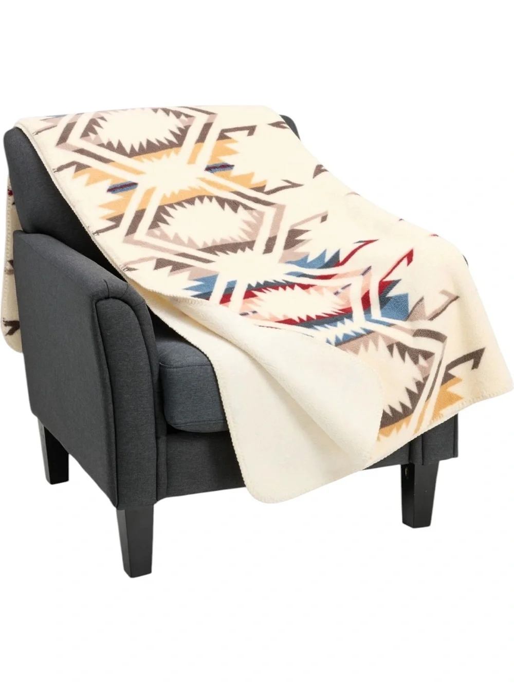 New Pendleton White Shores Aztec Print Berber Throw Blanket